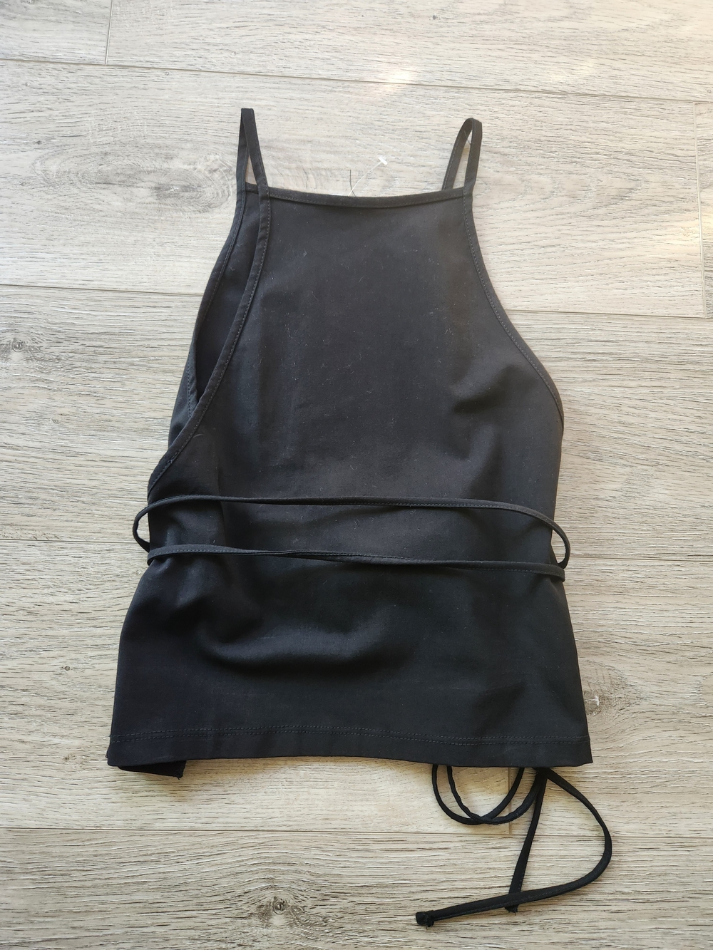 Zara Black Strappy High-Neck Tie Tank Top Womens Small Nwot